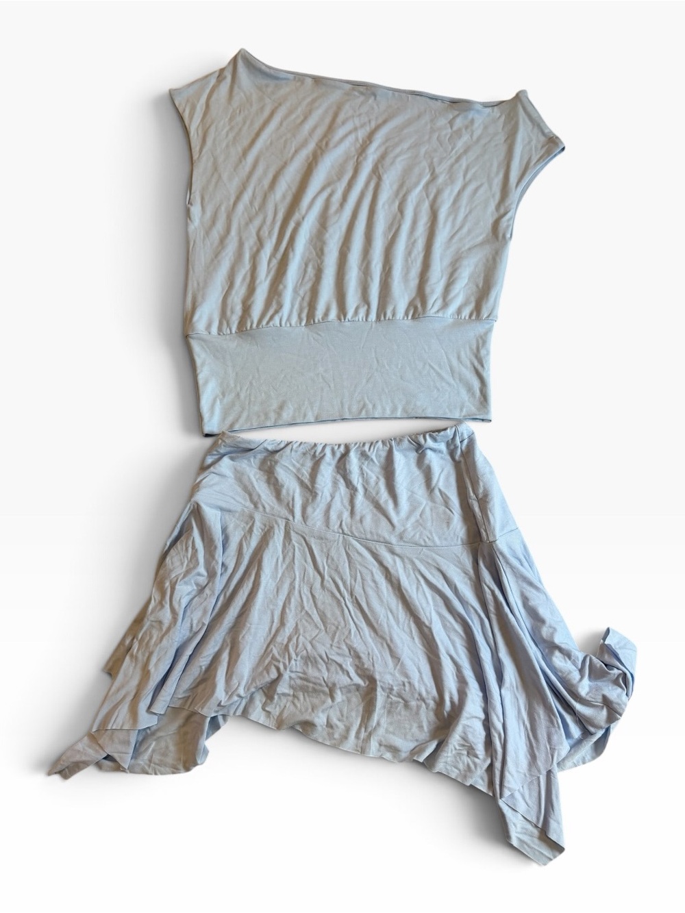 No Boundaries Light Blue Asymmetric Hem Skirt Set